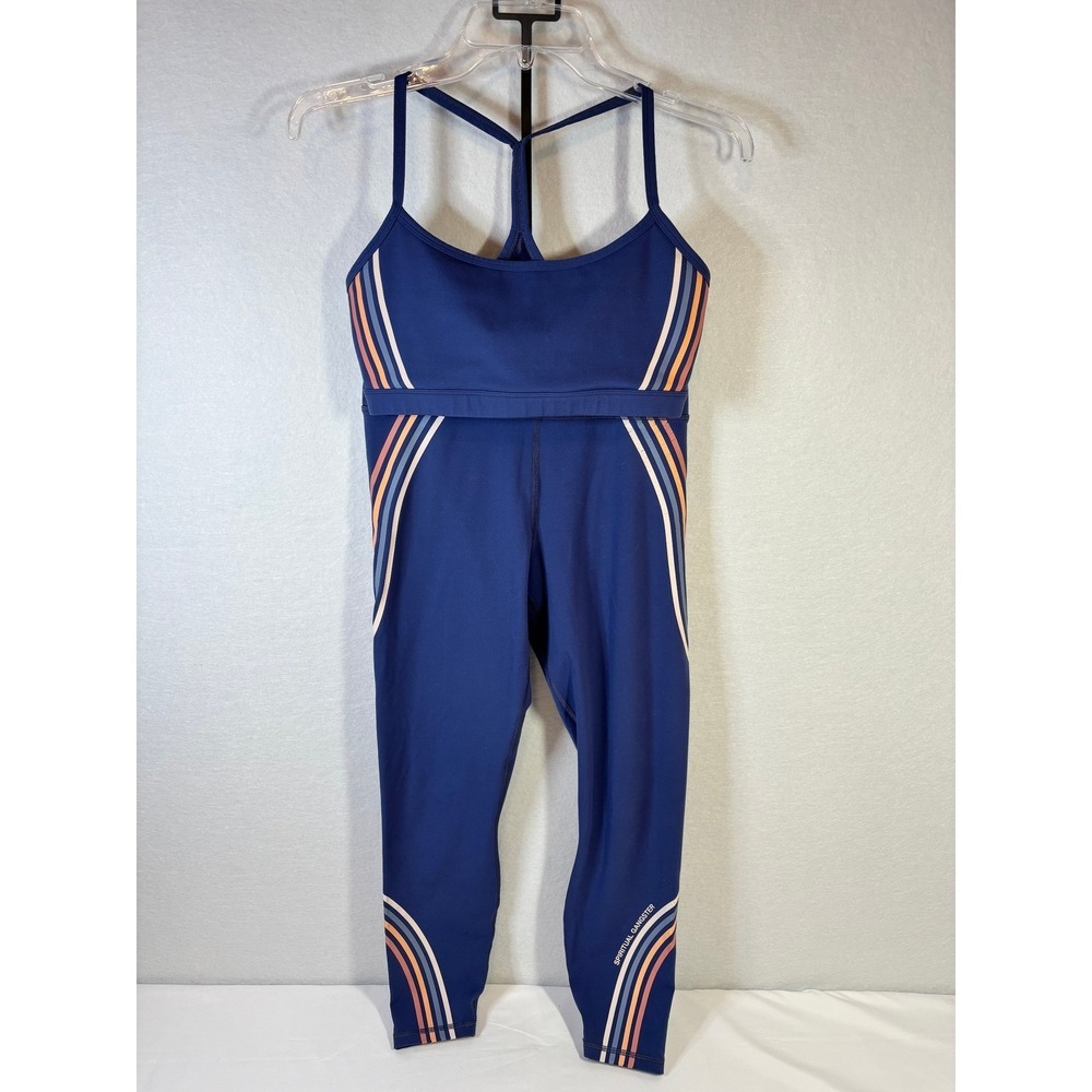 Spiritual Gangster Womens Matching Yoga Set Sports Bra Leggings Navy Stripe S